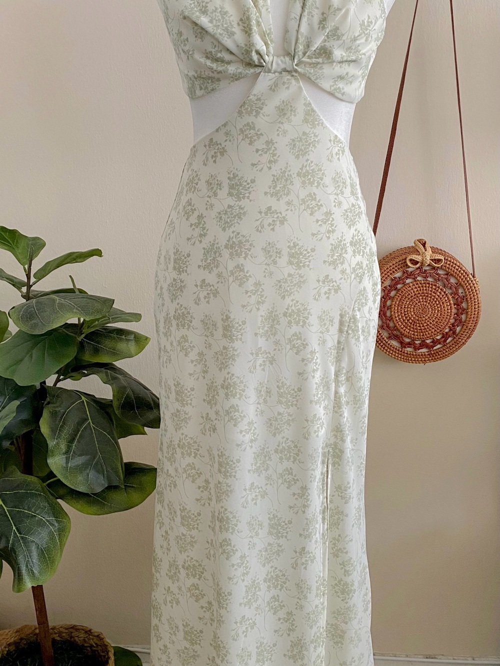Floral Print Green and White Maxi Skirt